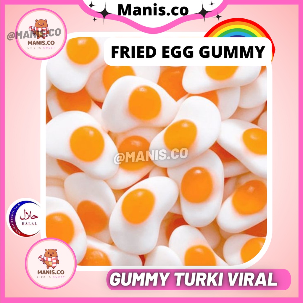 [Fried Egg] Sweet Candy Halal Gummy Bebeto Haribo Snack Gummi Jelly