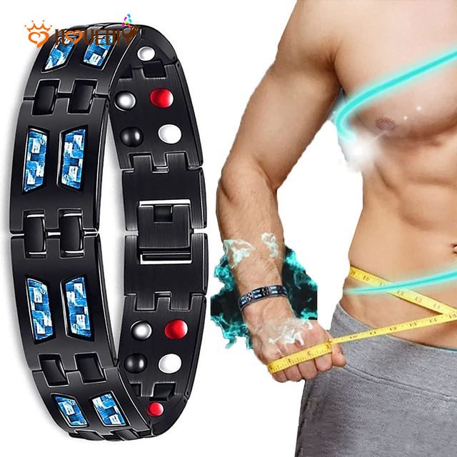 Women Men Double Row Carbon Blue Therapy Bracelets /Unisex