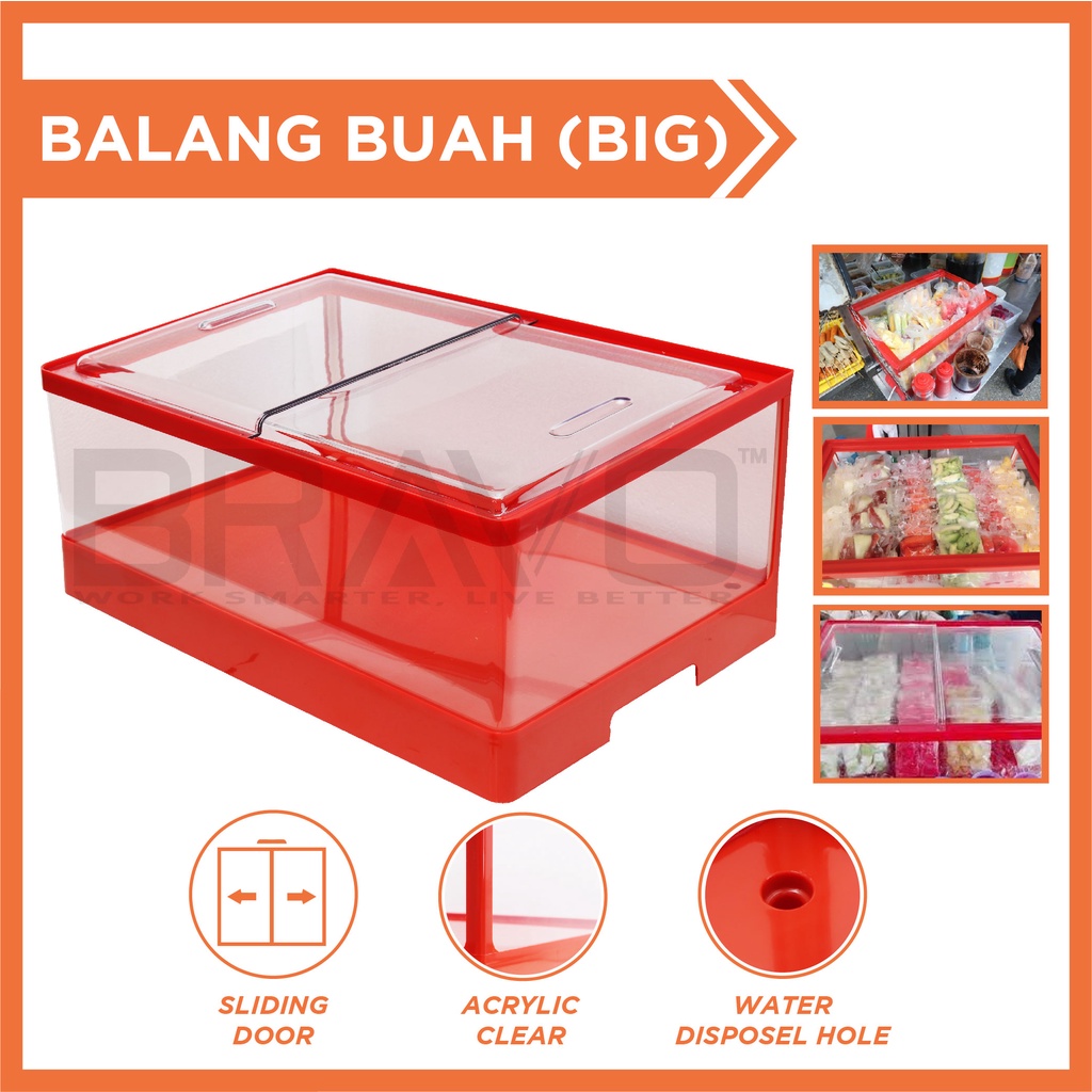 Balang Buah Balang Buah Potong Acrylic Fruit Case Bekas Buah-buahan Bekas Colek Fruit Storage Case F