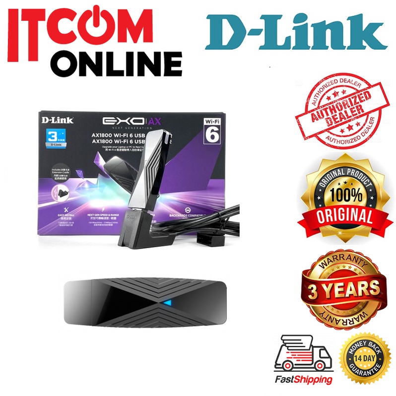 D-LINK WIFI 6 AX1800 DUALBAND USB ADAPTER (DWA-X1850) | Shopee Malaysia