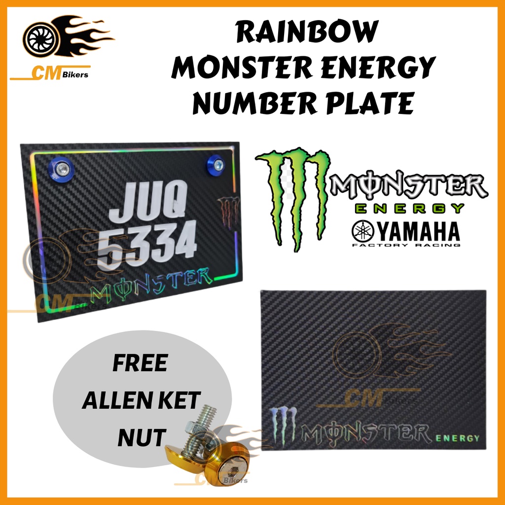 YAMAHA Monster Energy Rainbow Number Plate No Plate Motorcycle Monster ...
