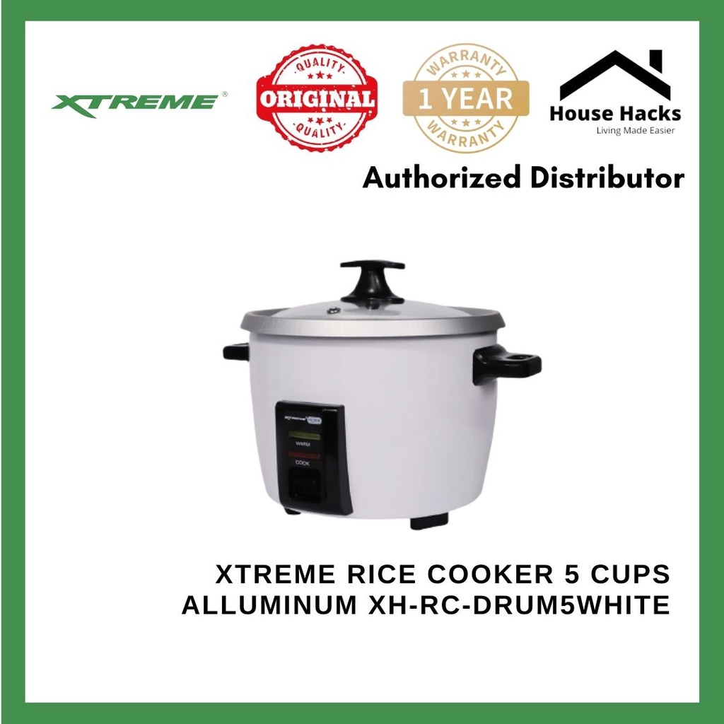 Xtreme Rice Cooker 5 Cups Alluminum XHRCDRUM5WHITE (House Hacks