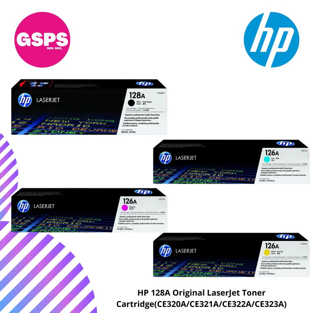 HP 128A Original LaserJet Toner Cartridge (CE320A/CE321A/CE322A/CE323A ...