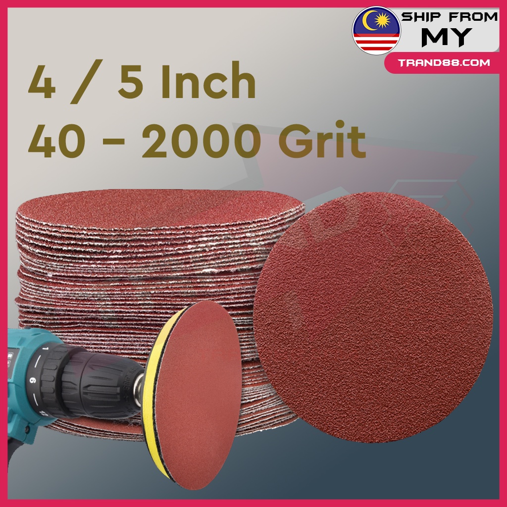 Trand88 4' 5' Inch Sanding Disc Abrasive Red Sandpaper Velcro Effect