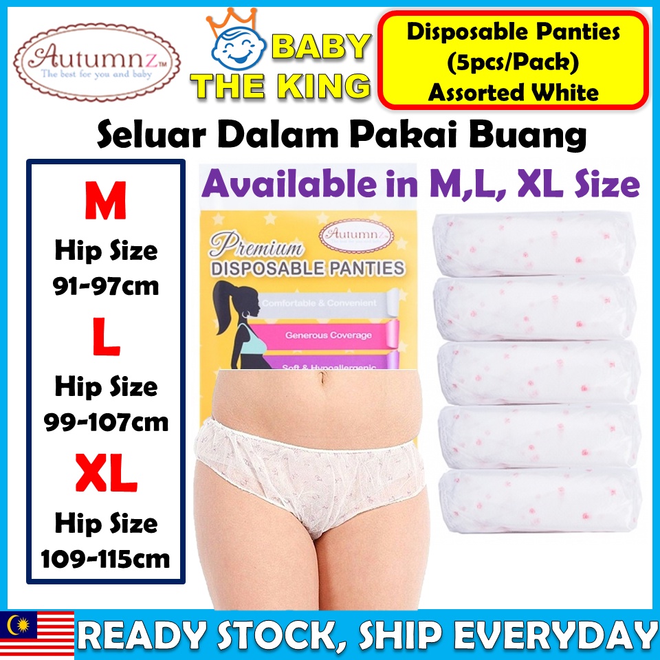 5pcs/Pack) Autumnz Premium Disposable Panties Assorted White/ Seluar Dalam  Pakai Buang Maternity一次性内裤 Disposable Panty