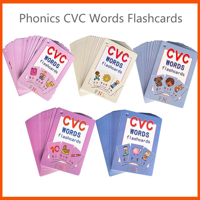 131 Cards CVC Words Phonics Flashcards for kids English Vocabulary ...