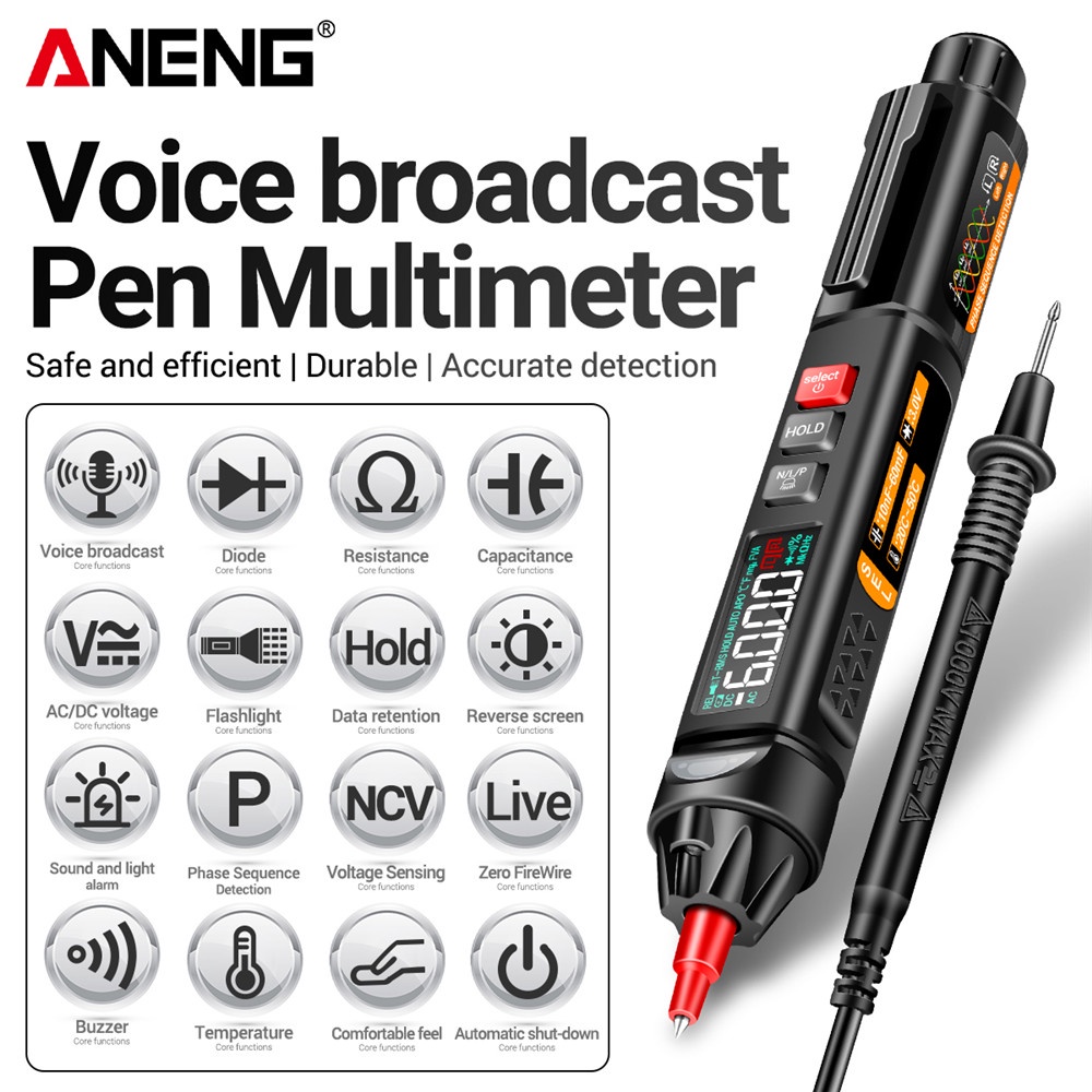 Aneng A3009 Pen Type Multimeter Intelligent Voice Broadcast Pen Tester Multimetro Digital Meter 6635