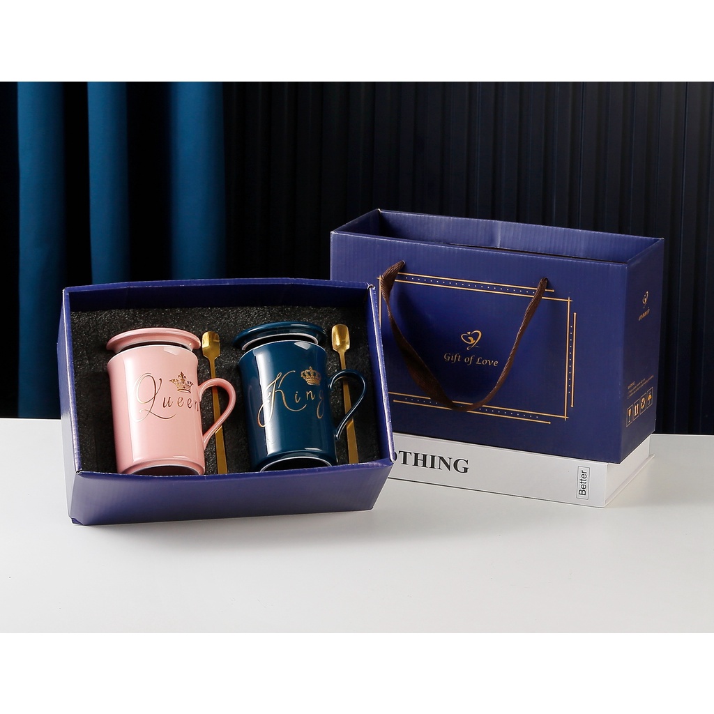 【EONMIR】Creative European Mug Couple Cup Coffee Cup Set Gift Double Cup