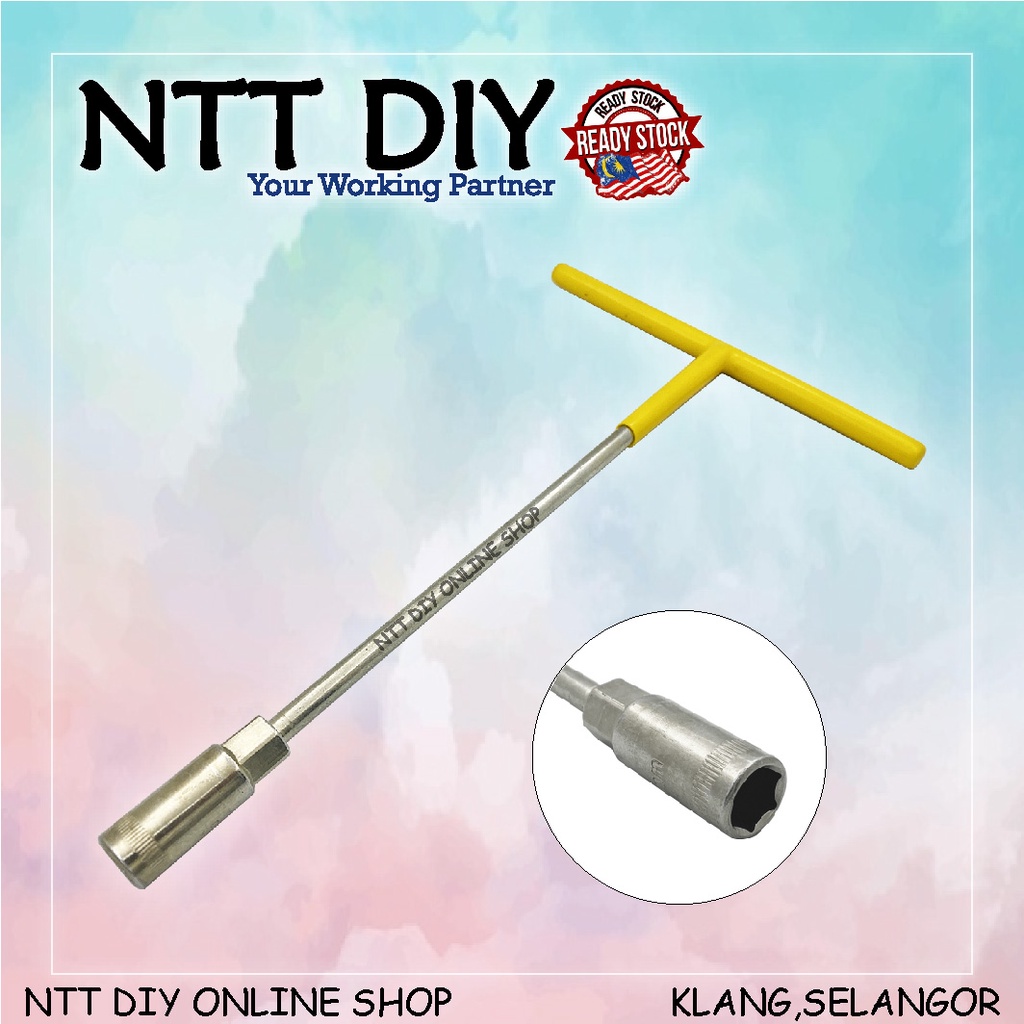 NTT DIY Rubber Coated T Handle Hexagon Socket Wrench Spanner Tools