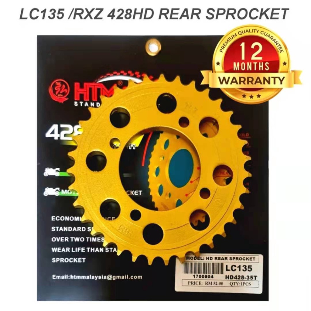 428 HD LC135 Y125Z RXZ Y110 SRL110 YAMAHA SPROCKET GOLD FRONT REAR 428 ...