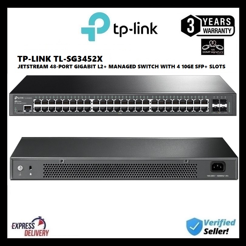 TP-LINK TL-SG3452X JETSTREAM 48-PORT GIGABIT L2+ MANAGED SWITCH WITH 4 ...
