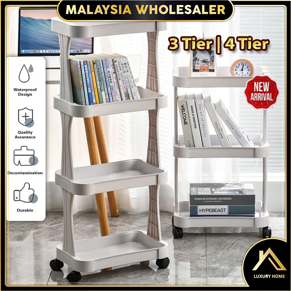 3/4 Tier Multifunction Storage Trolley Rack Office Shelves Home Kitchen ...