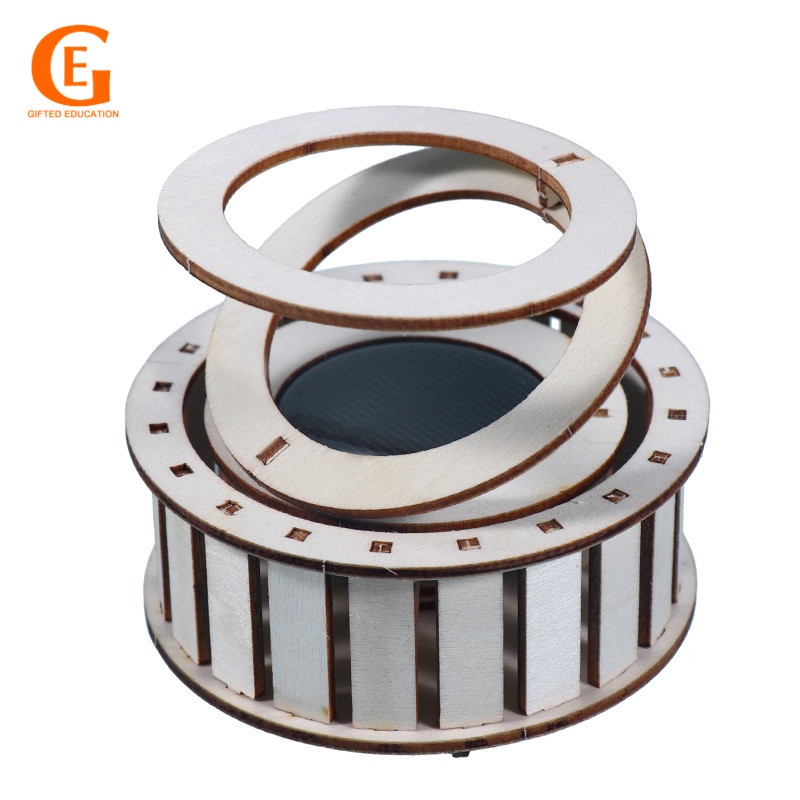 GIFTED EDUCATION DIY Solar Dual Ring Wooden Assemble Educational Toy ...