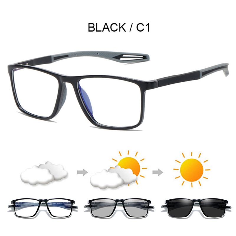 Ultralight TR90 Photochromic Anti Blue Light Sports Glasses for Men