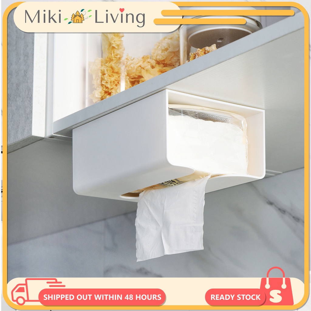 White Wall Mounted Tissue Box / Tissue Dispenser Holder / Storage Shelf ...