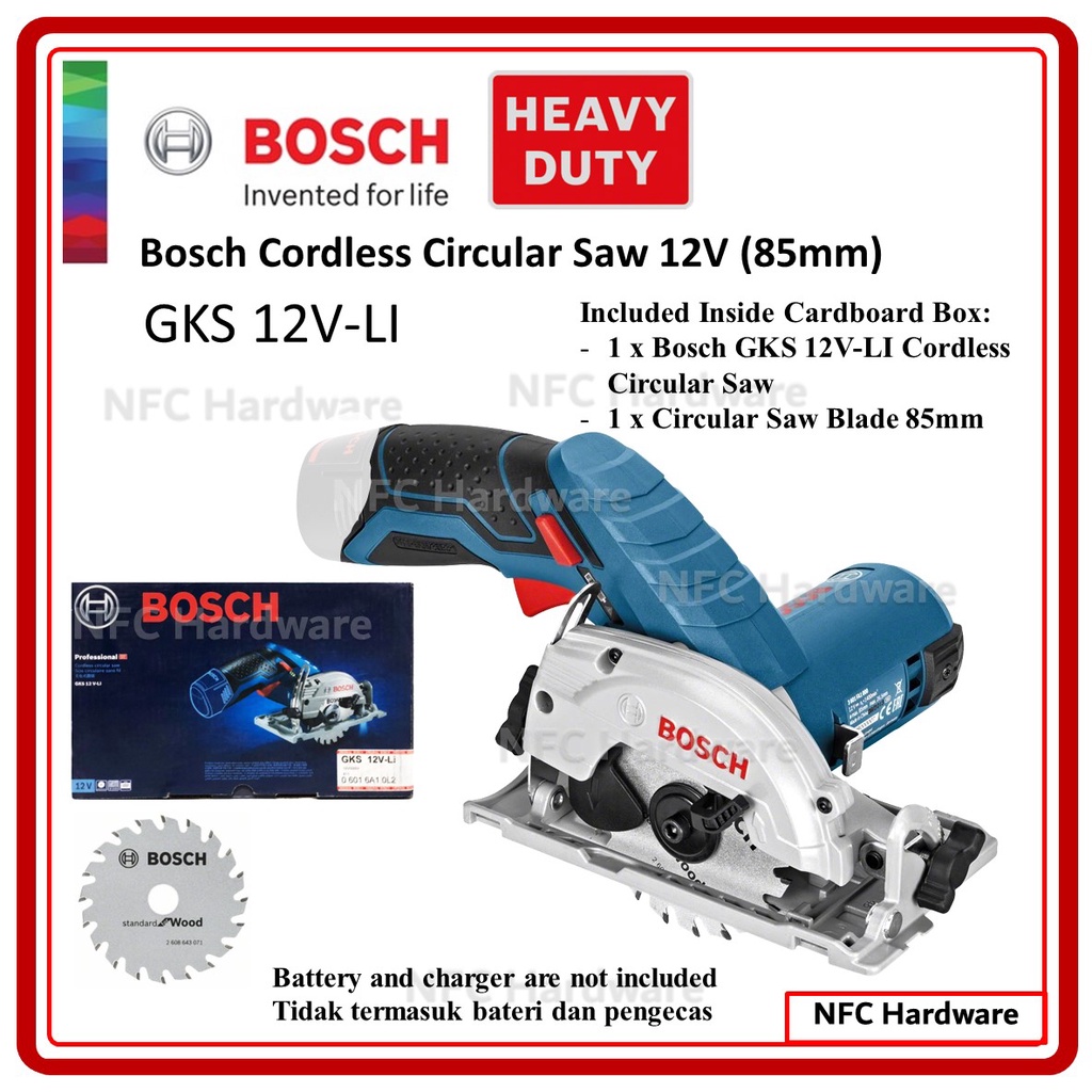 BOSCH GKS 12V LI Cordless Circular Saw 12V 85mm Shopee Malaysia