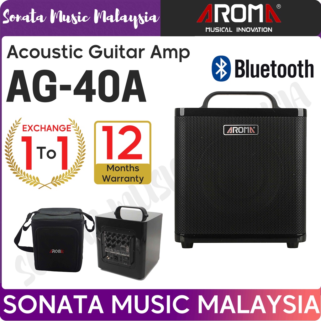 AROMA AG40A ACOUSTIC GUITAR AMP 40WATTS WITH BLUETOOTH (AG40 A/ AG-40A ...