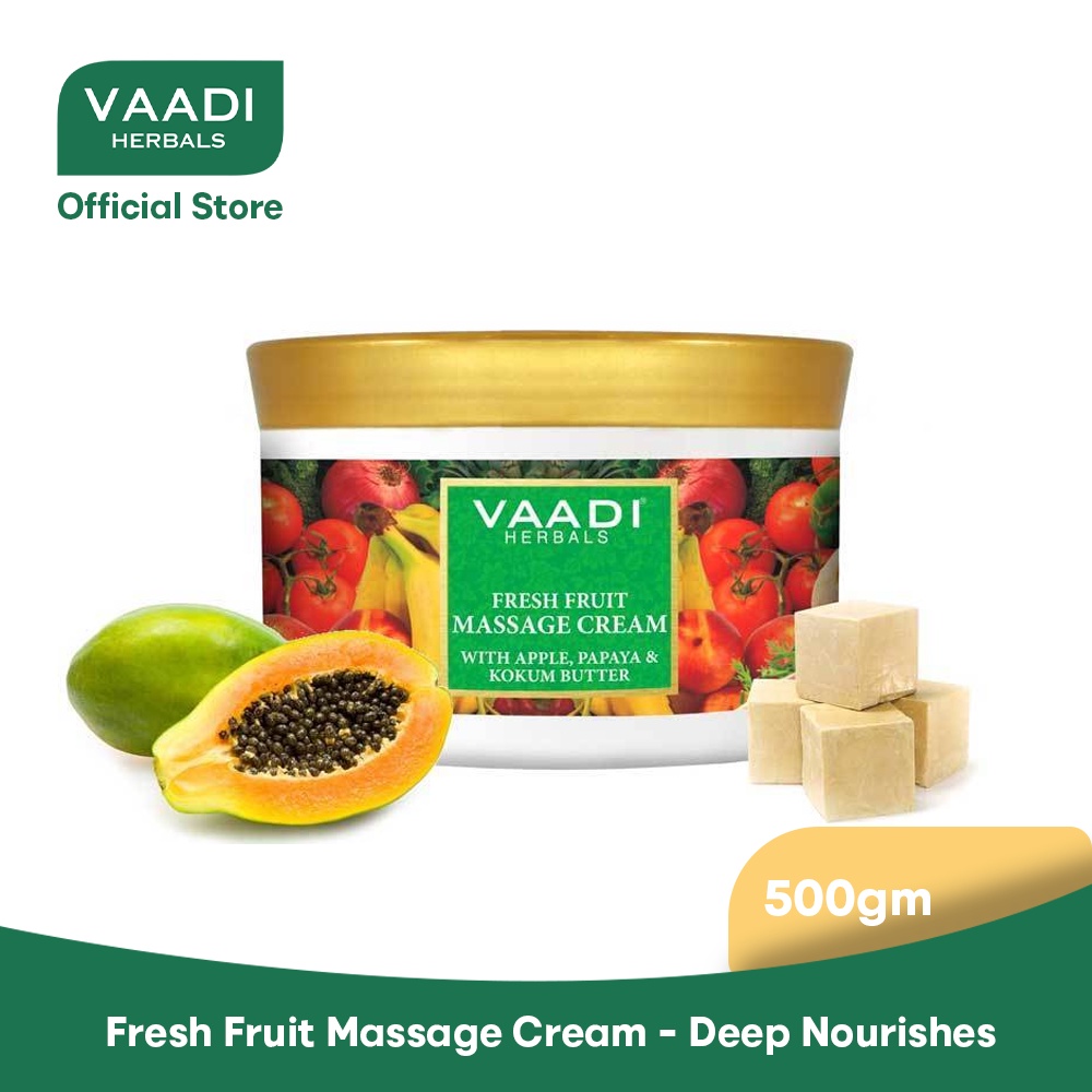 VAADI Fresh Fruit Massage Cream with Apple, Papaya & Kokum Butter Deep Nourishes Enhances
