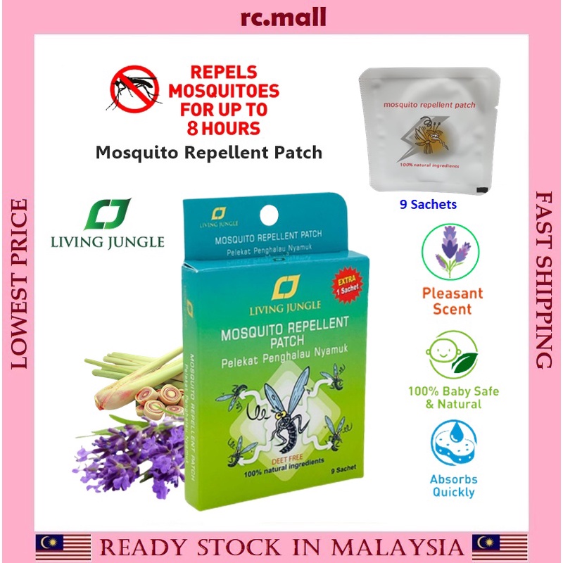 🔥9 Sachets🔥 Mosquito Repellent Patch Living Jungle Natural Aromatic