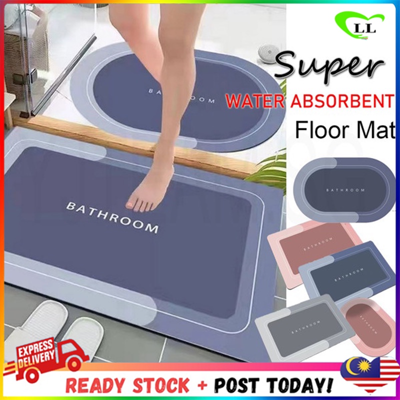Grey Marble Bath Mats Quick Dry Absorbent Floor Rugs Napa Skin