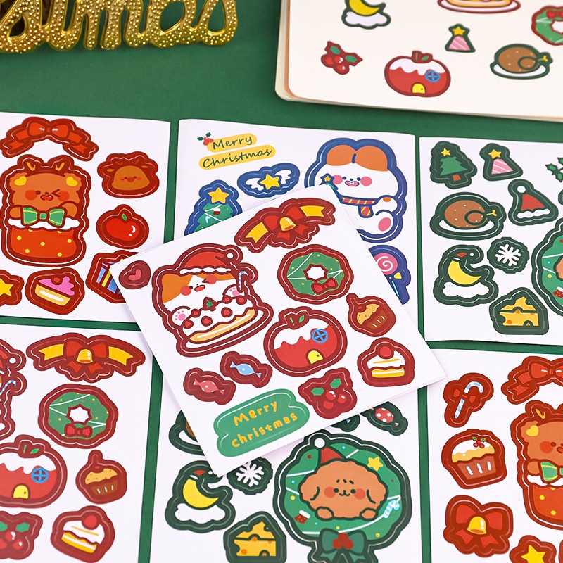Door Gift Merry Christmas Party Sticker 10cm Cute Design Krismas label ...