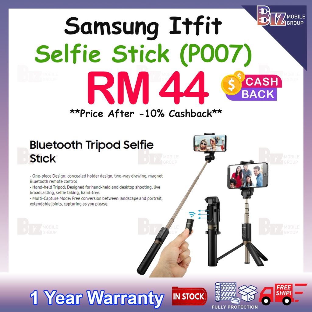 Samsung Itfit Selfie P007 Bluetooth Tripod Selfie Stick Original New Set Shopee Malaysia