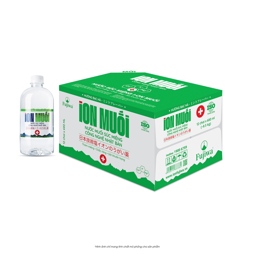 Fujiwa Box Of 12 Bottles Of iON Salt Mouthwash 680ml Mint / Sea