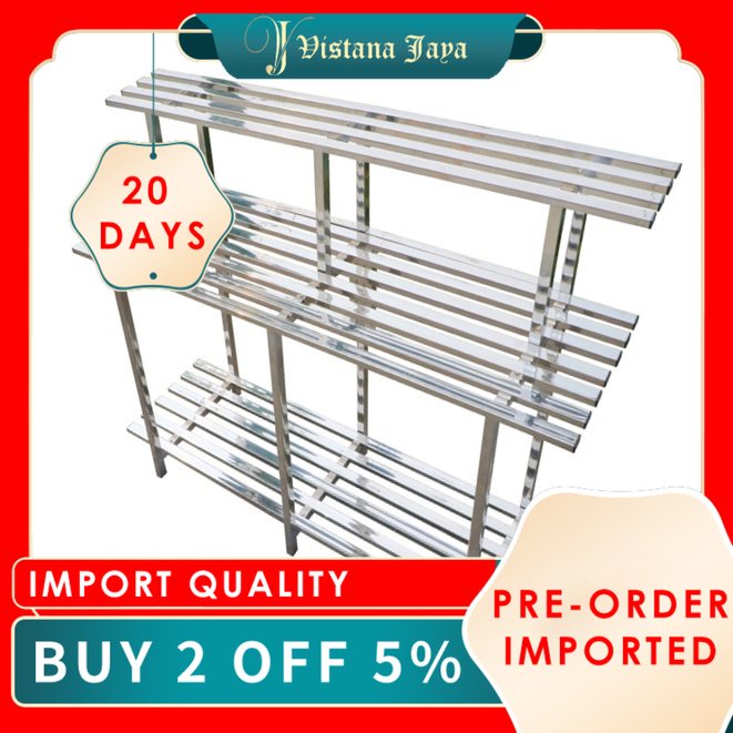 Stainless Steel Flower Plant Layered Rack Space Saving Balcony ...