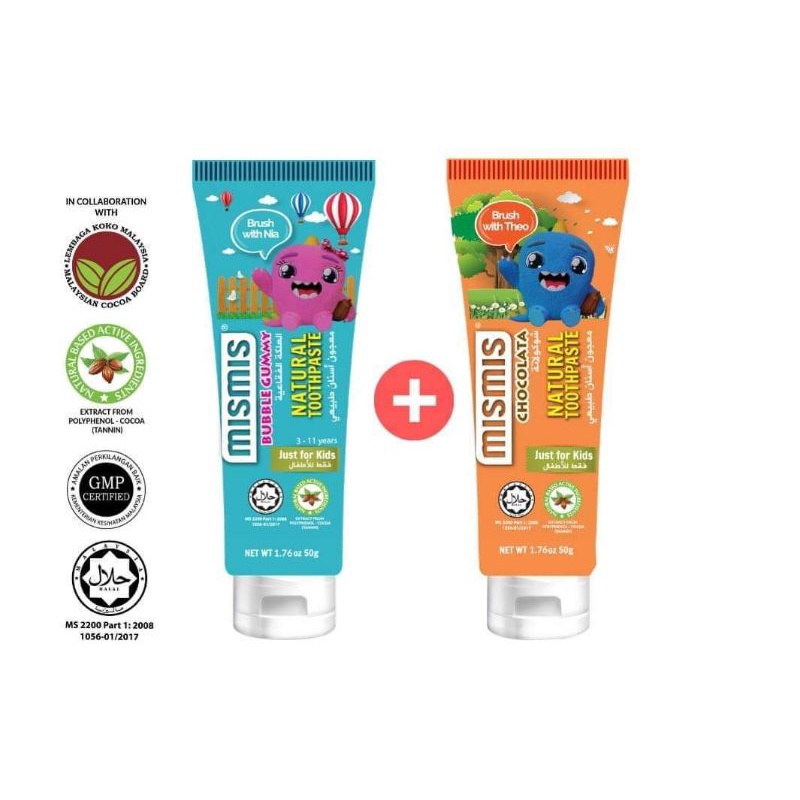 💥 Mismis Kids Natural Toothpaste 50gm (Chocolata/Bubble Gummy) 💥 ...