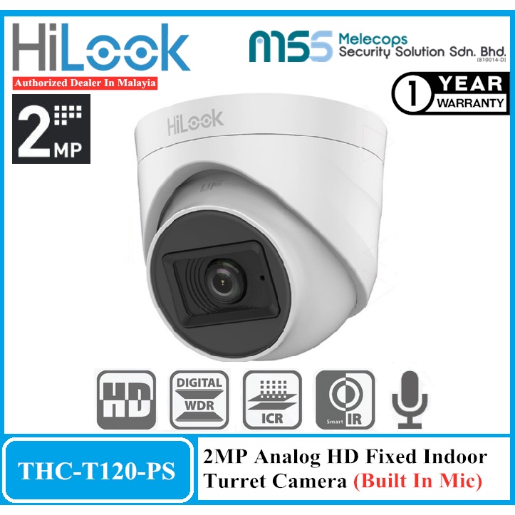 Hilook Thc T120 Ps 2mp Analog Hd Fixed Indoor Turret Camera Built In