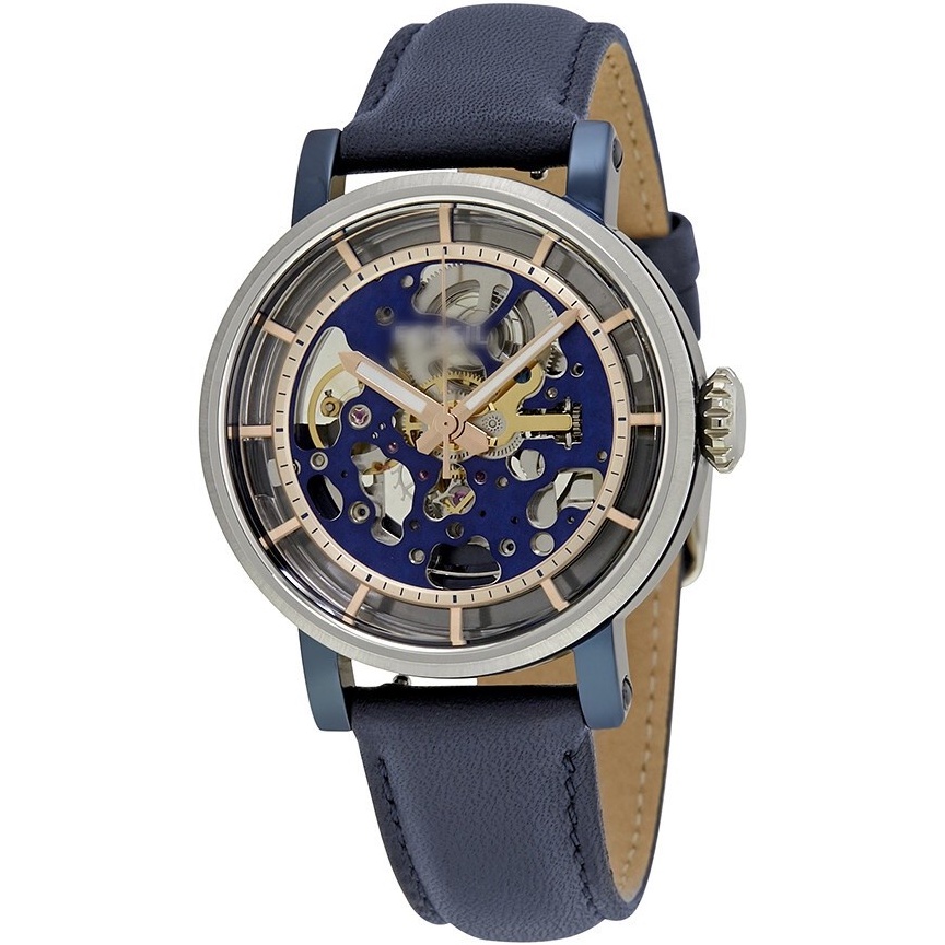 Authentic Women Boyfriend Skeleton Dial Blue Leather Watch ME3136