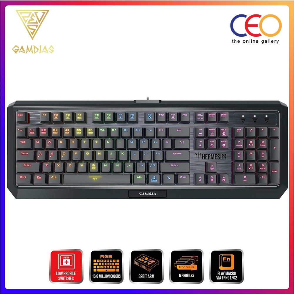 Gamdias HERMES P3 RGB Low Profile Blue Switch Mechanical Gaming