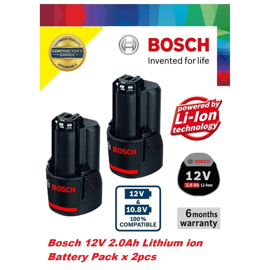Bosch 12V 2.0Ah Lithium Ion Battery Pack x 2 Shopee Malaysia