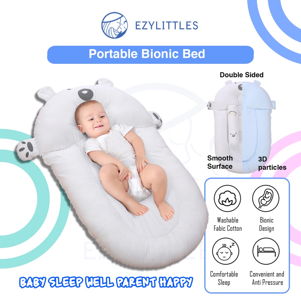 EZYLITTLES Baby Bionic Bed with Pillow Large Nest Bed Cot Infant ...