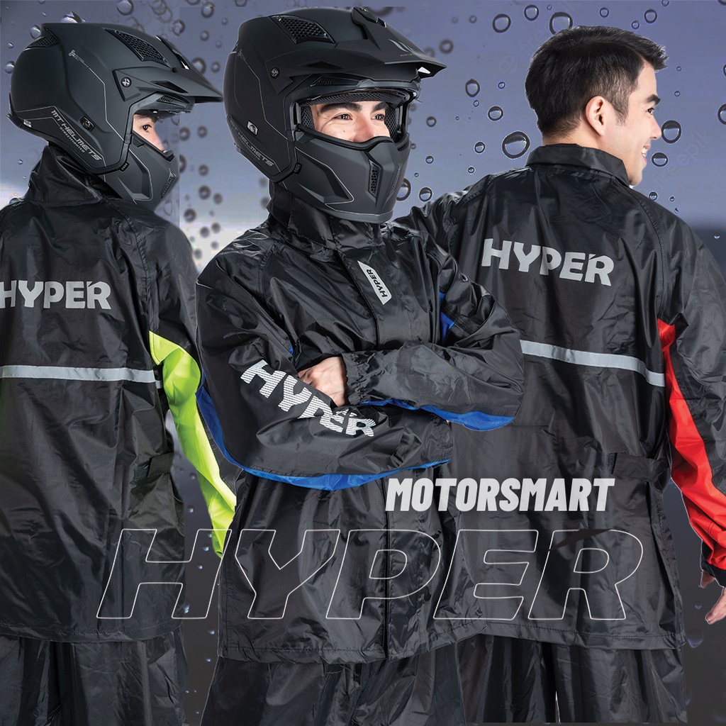 HYPER RAINCOAT Waterproof Breathable Night Reflected Raincoat Baju ...