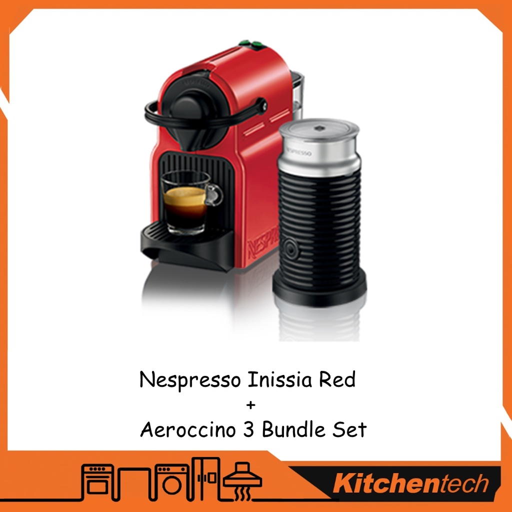 Cafetera Nespresso Inissia Red + Aeroccino 3