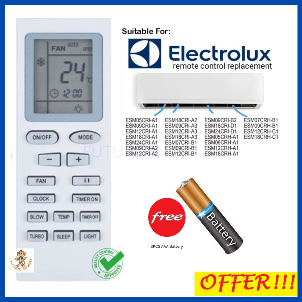 Electrolux aircon remote control replacement YAR1FB1 ESM05CRI-A1 ...