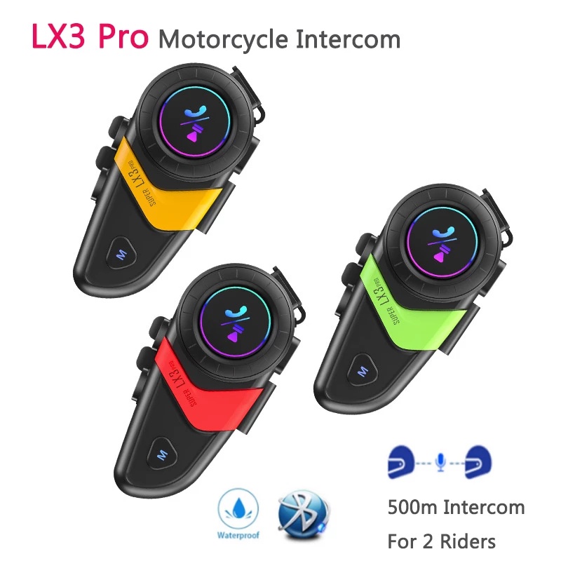 LX3 Pro Bluetooth Motorcycle Helmet Headsets for 2 Riders