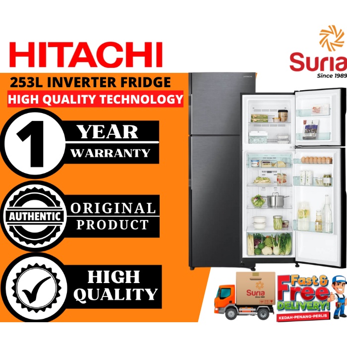 (Free Delivery Penang,Kedah & Perlis)Hitachi 253L 2 Door Inverter