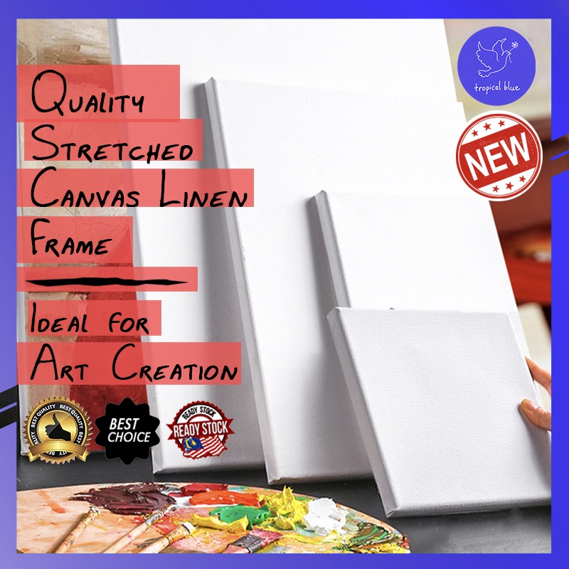 Tropical Blue Stretched High Quality Linen Canvas Board Oil Painting ...