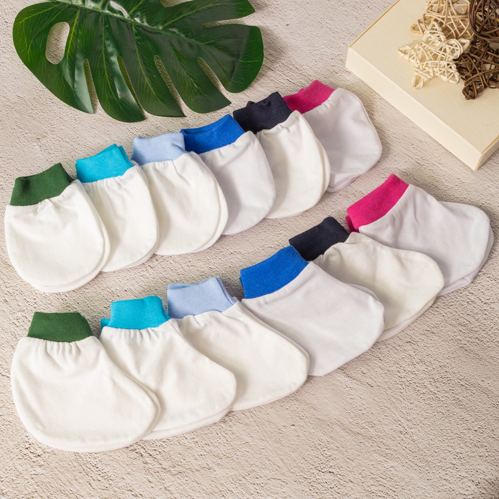 [CLEARANCE SALES] Newborn Baby Mittens And Booties Set 100 Cotton (1 Set) [CLEAR STOCK