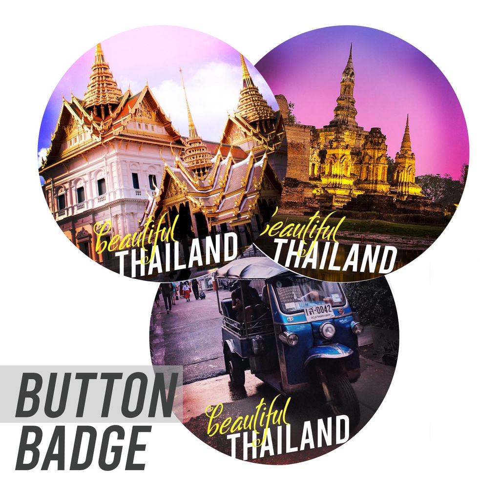 Button Badge Thailand Bangkok Hatyai Souvenir Gift 50 mm Shopee Malaysia