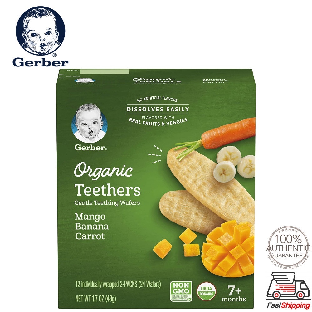 Gerber Organic Baby Snacks Teethers Gentle Teething Wafers Mango Banana