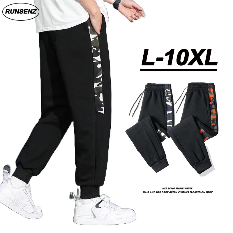 L-10XL Fat Man Plus Size Long Pants Men Black Sweatpants Casual Loose ...