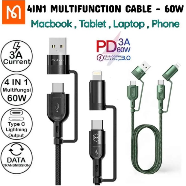 MCDODO CA-8070 1.2 METER 60W 3A FAST CHARGE MULTIFUNCTIONAL PD DATA ...