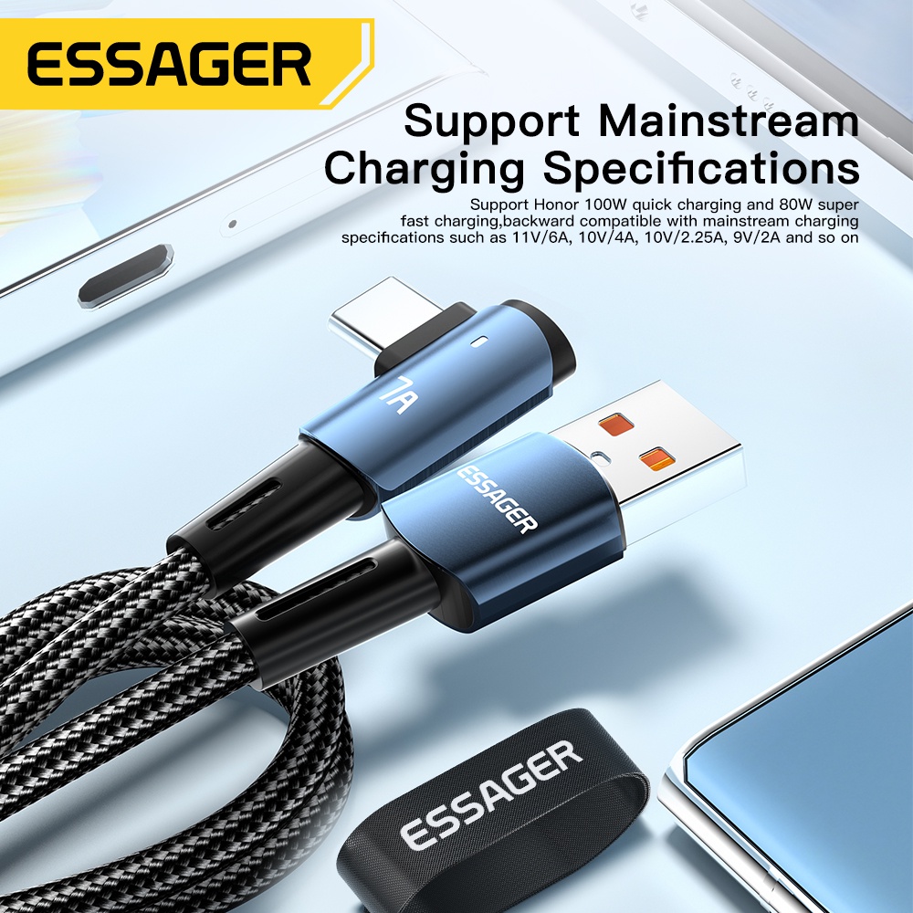 Essager 7A USB To Type C Single Elbow Fast Charger 7A High Current Fast ...