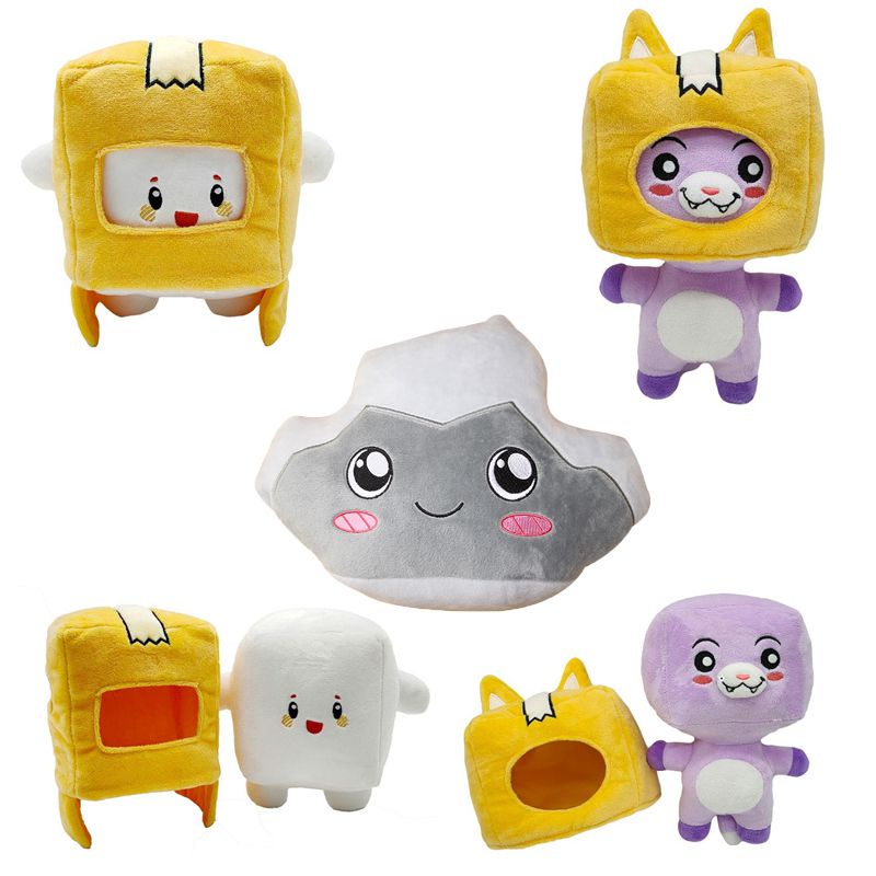 Lankybox Plush Doll Boxy Foxy and Rocky Plushie Removable Cartoon Robot ...