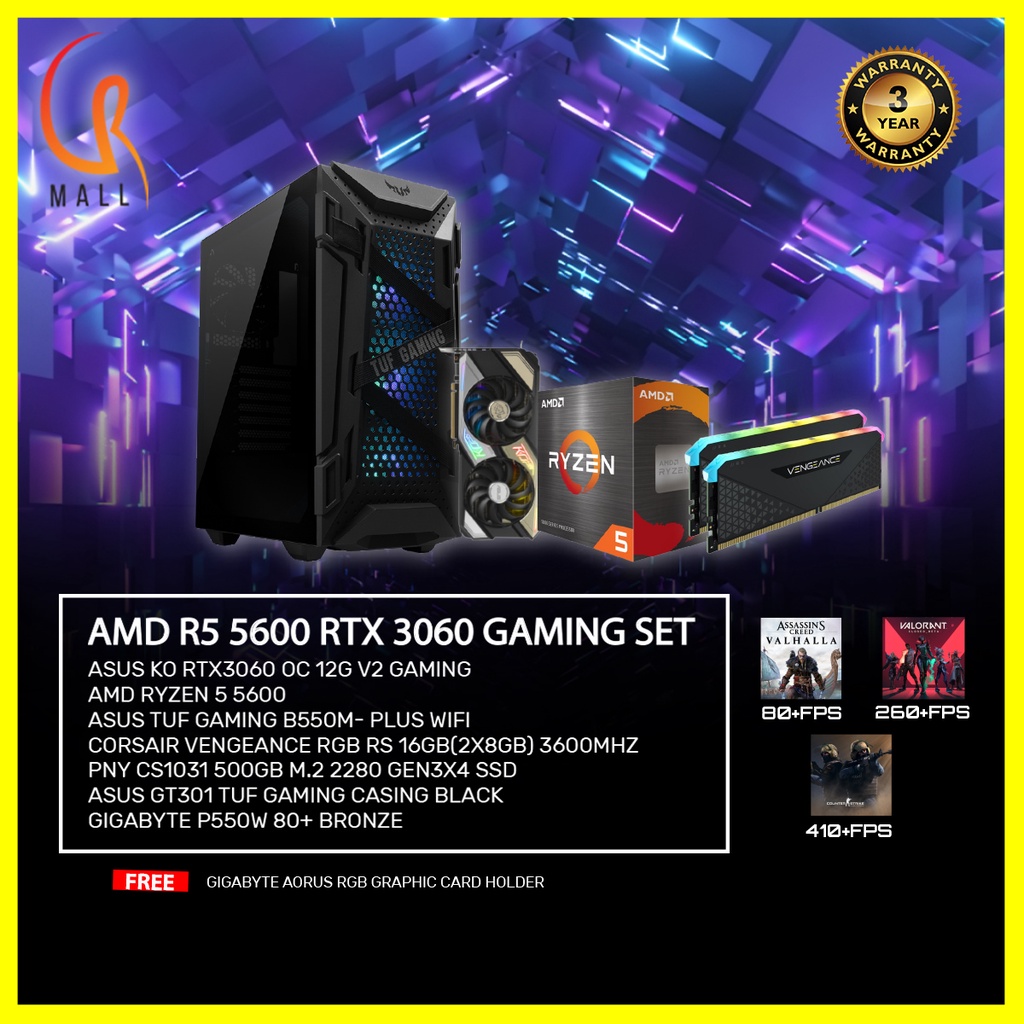 AMD R5 5600 RTX 3060 PC GAMING SET | Shopee Malaysia