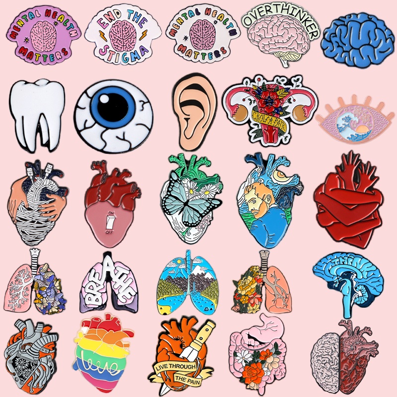 Anatomical Heart Enamel Pins Medical Anatomy Brooch Heart Breathe ...