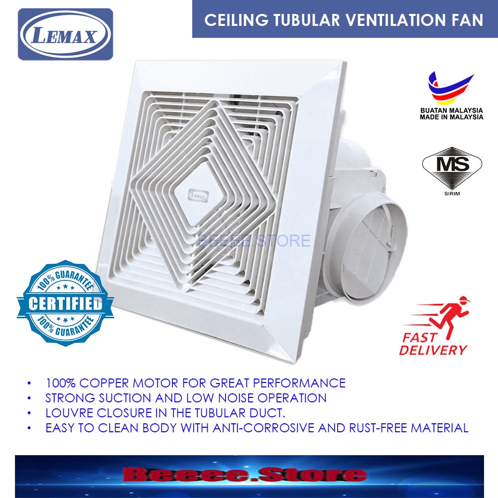LEMAX Ceiling Tubular Ventilation Exhaust Fan 10" Inch [SIRIM] Kipas
